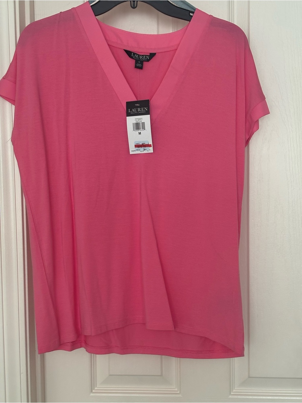 NWT! Ralph Lauren Hot Pink V-Neck Short Sleeve Tee